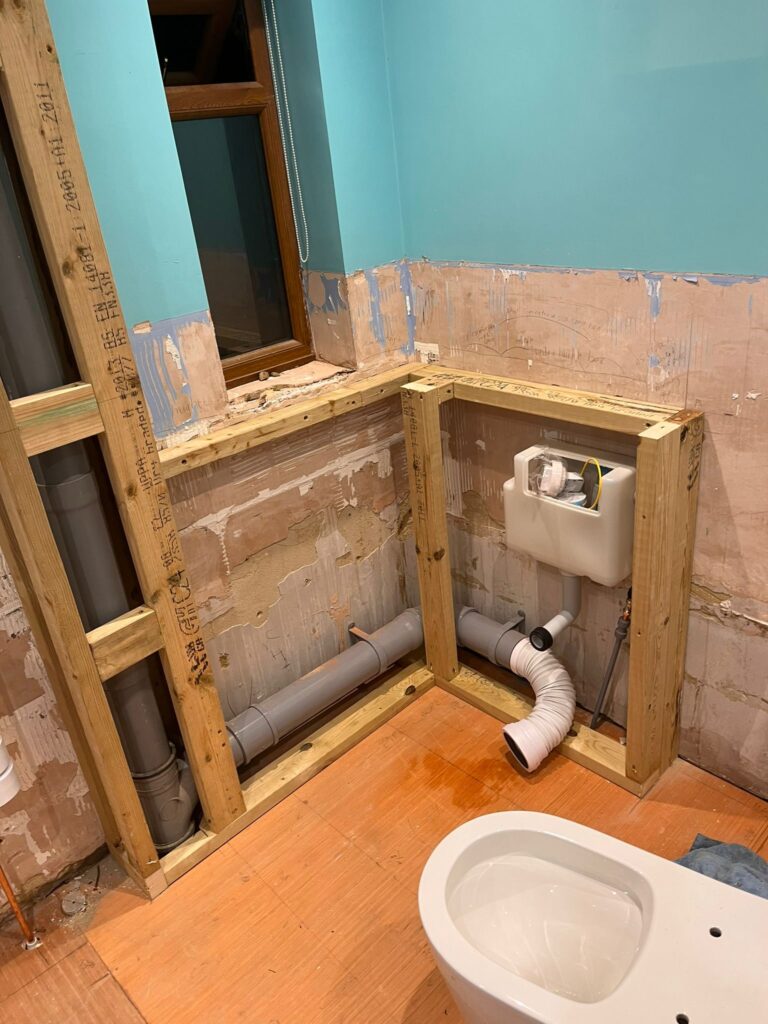 Bathroom Fist Fix Josit Work, Boxing In & Cement Boarding Ready For Fit Out of Bathroom - Kent